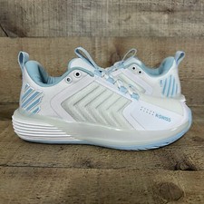 K-Swiss Ultrashot 3 Womens Size 5.5 Tennis Shoes Whte Blue Glow 96988 175 NEW