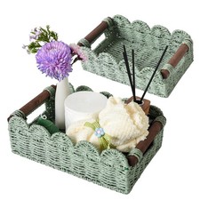 Jdvads Set of 2 Toilet Paper Storage, Handwoven Small Scalloped Basket with
