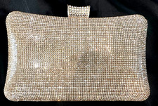 New Gold with Clear Rhinestone Evening Clutch Hand Bag