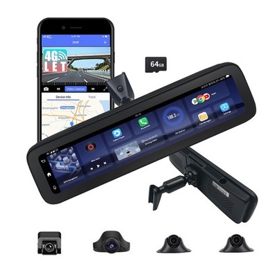 4 Cameras Recording Android 10.0 Rearview Mirror Dash Camera DVR Video Recorder