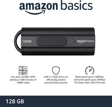 Amazon Basics 128 GB Ultra Fast USB 3.1 Flash Drive, Black