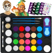 COVACURE Face Paint Kit for Kids - 22 Vibrant colors and 22 vibrant 
