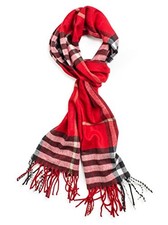 VERONZ Super Soft Classic Cashmere Feel Winter Scarf Red Plaid