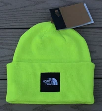 NWT THE NORTH FACE "Big Box" Mens Cuffed Knit Beanie Hat-OSFM @$30 SAFETY GREEN
