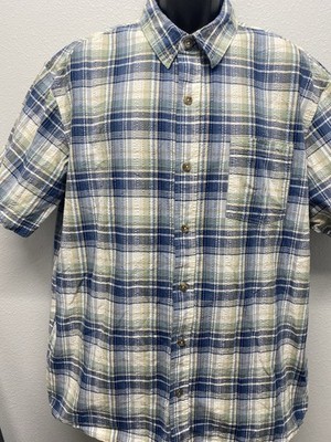 Red Head Shirt Mens 2XL Green Blue Tan Plaid Short Sleeve Button Up Casual
