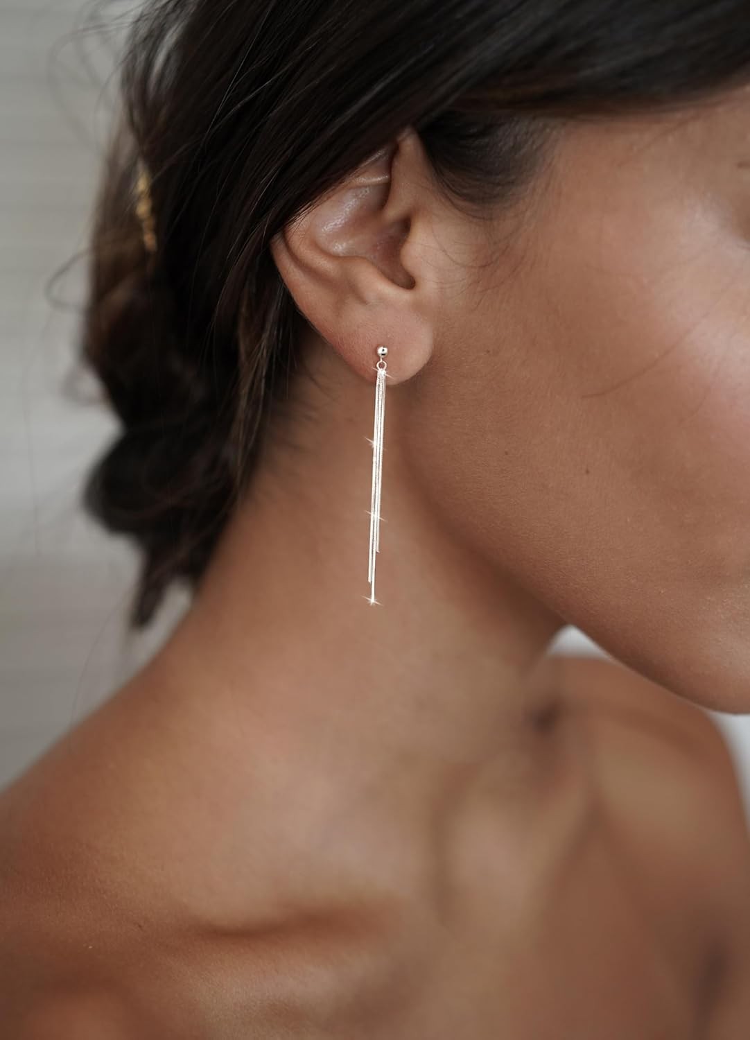 14K Gold & Silver Plated Dangle Pearl Threader Earrings Non-Tarnish Drop For Her