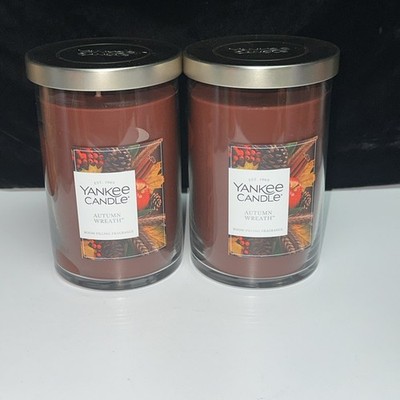LOT OF 2-NEW-Yankee Candle AUTUMN WREATH Large 20oz- 2 WICK--NEW!