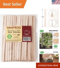 Wooden Coffee Stirrers 5.5" Coffee Stir Sticks 100 Pcs, Natural Birch Round E...