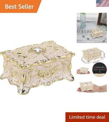 Elegant Vintage Jewelry Box - Decorative Trinket Organizer with Floral Design