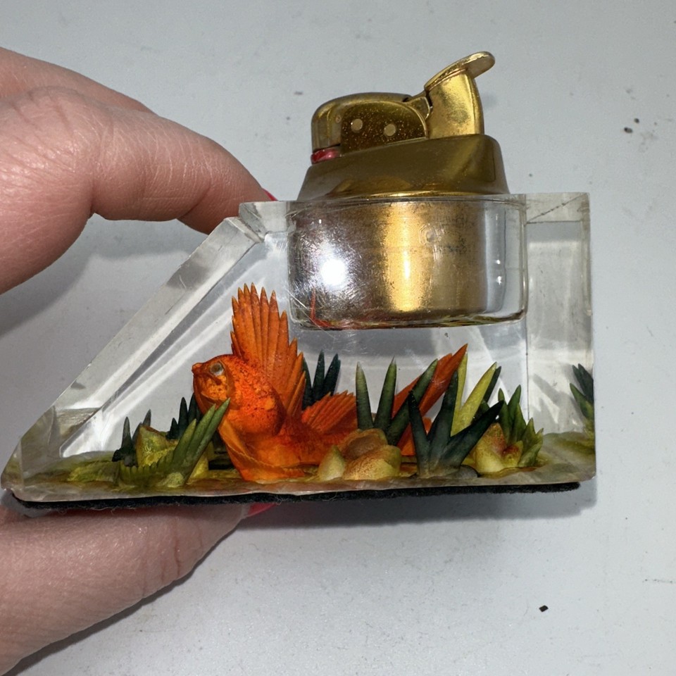 Image showcasing EVANS Ocean Fish Clear Table Cigarette Lighter Decorative Collectible ...