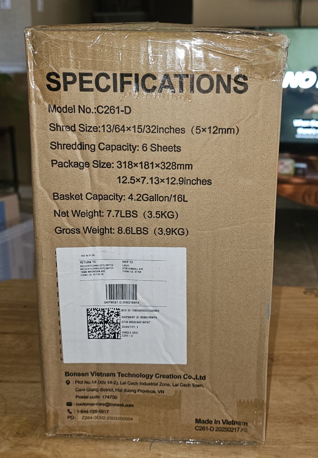 NEW Bonsaii 6-Sheet Paper Shredder Micro Cut 4.2 Gallon Bin (C261-D) NEW IN BOX