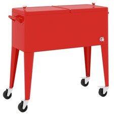 Cooler Cart with Wheels Outdoor Patio Cooler Bar Cart for Outside Red vidaXL