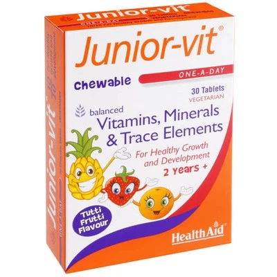 HEALTHAID Health Aid Junior-Vit -30 Tablets Chewable Multivitamin for Kids Ages 2 Years+