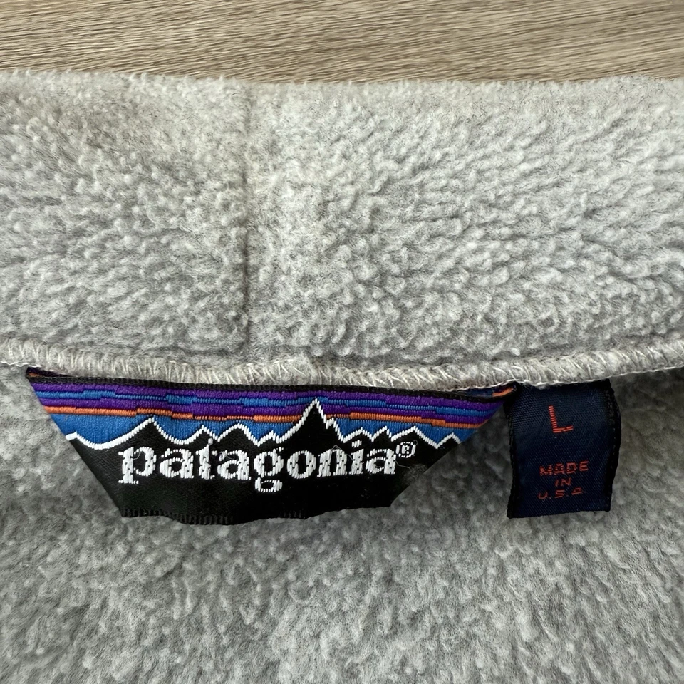 Vintage 70s 80s Patagonia USA Made Deep Pile Gray Fleece Zip Jacket Men’s Large - Image 2 of 4