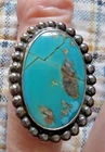 VINTAGE STERLING SILVER MARKED  TURQUOISE  SOUTHWEST RING SZ 8 STONE CRACKED