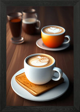 coffee of the cups Framed Wall Art Poster Canvas Print Picture