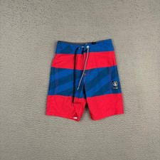 Volcom Mod Tech Board Shorts Boys Size 22 Multicolor Striped Beach Surf Summer