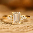 Radiant Moissanite Engagement Ring Cluster 925 Silver Delicate Promise Ring