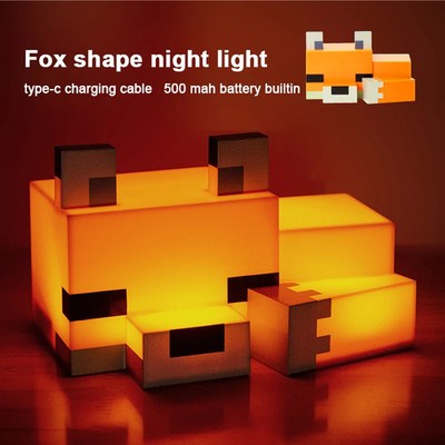 Minecraft Fox LED Night Light Official Gaming Room Desk Lamp Kids Decor Gift