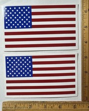 Vintage Lot Of 2 USA Flag Decal Bumper Sticker United States Of America