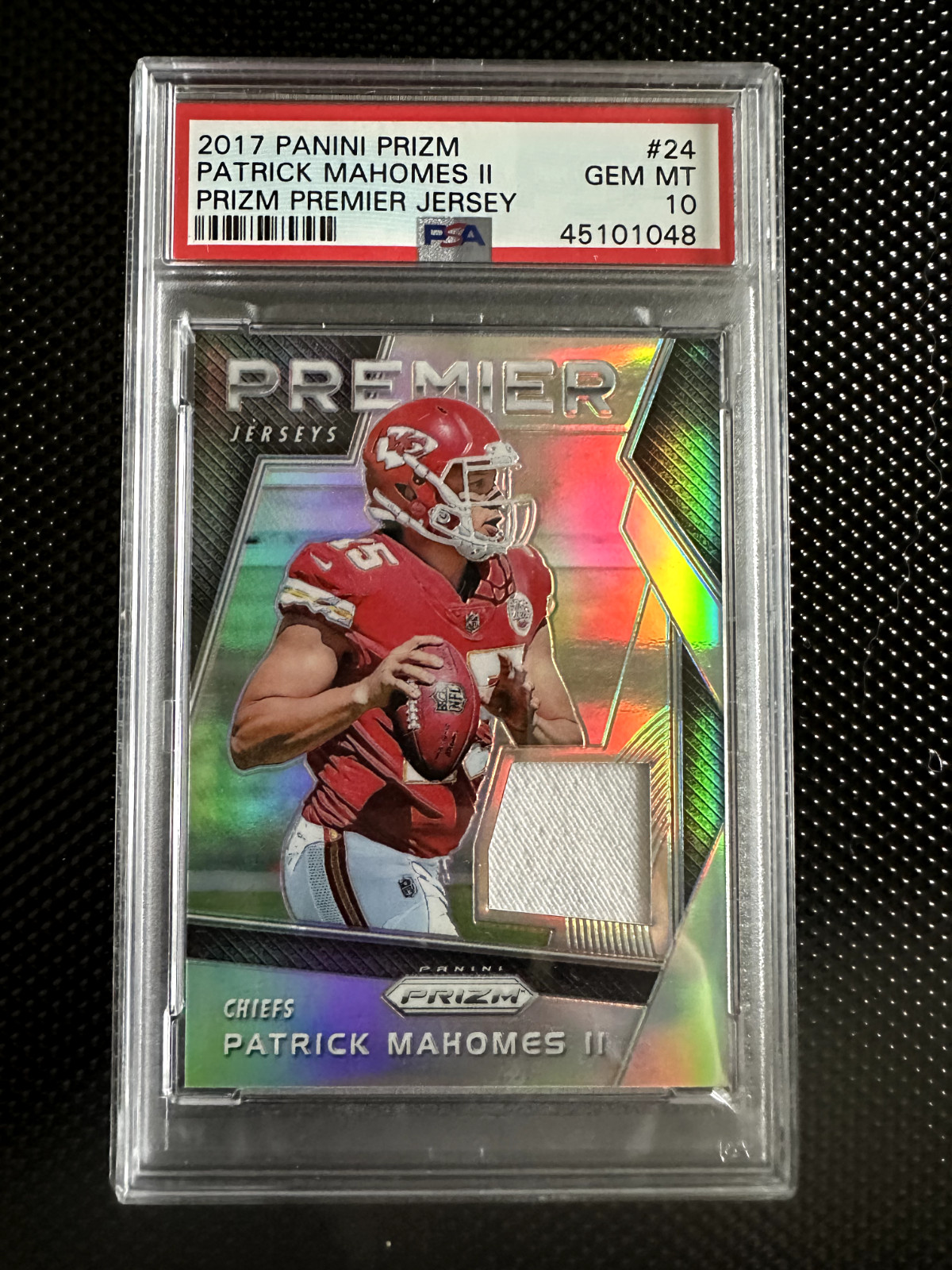 2017 Panini Prizm Premier Silver Patrick Mahomes II ROOKIE PATCH #24 PSA 10 GEM