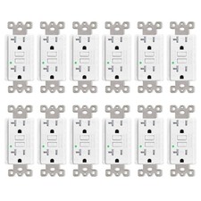GFI GFCI Outlet 20 Amp Ground Fault Receptacle With Wall Plates,WR TR ETL,12PK