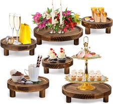 6PCS Wooden Risers for Display Wood Cake Stand for Party Round Food Risers
