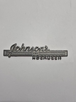 VTG Johnsons Oldsmobile Caddy Aberdeen Metal Dealer Badge Emblem Tag Nameplate 