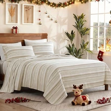 3/4 Piece Stripe Bed Sheet Set Soft Microfiber Deep Pocket Bedding – ClevaHome
