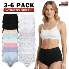3-6 Pack Womens Briefs Ladies Underwear 100% Cotton Comfort Knickers Size 8-26