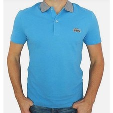 Lacoste Men's Short Sleeve Mini Pique Regular Fit Caviar Croc Polo Shirt Blue S