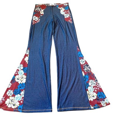 VivianaGabeiras Floral Patch Flared Stretch Pants Women S Cottagecore Western