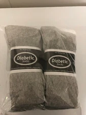 *** 6 Pair Gray Diabetic Crew Socks MADE IN USA 10-13***