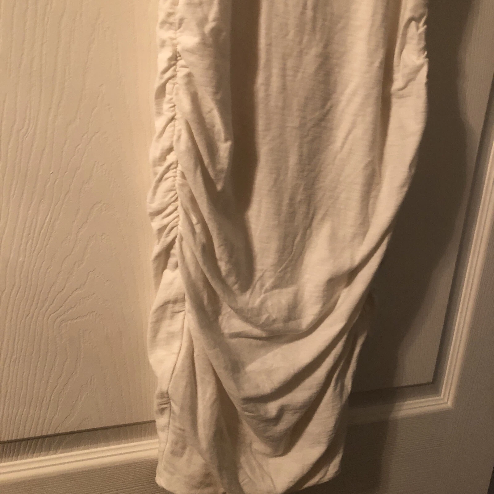 OFF WHITE Abito James Perse bianco sporco estivo smanicato increspato laterale canotta tg 0 XS