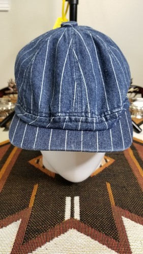 Vintage Denim Style Wabash Hickory Stripe Adjustable Workwear Newsboy Cap Hat - Picture 6 of 11