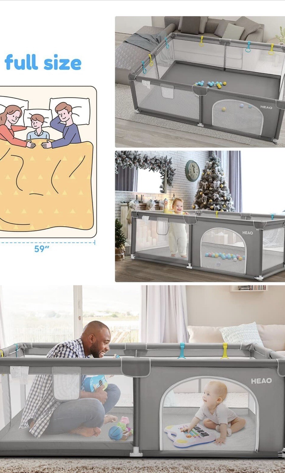 Baby Playard with Mat for Babies and Toddlers, Kids Play Pen with Bag