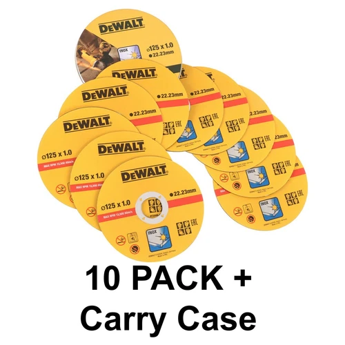DeWALT Metal Cutting Disc Metal Steel INOX 125mm Ultra Thin 1mm Blade - 10 PACK