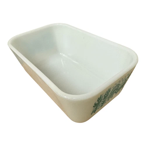 Vintage 6.75 in X 4 in Pyrex White with Blue Rooster Butter Dish No Lid