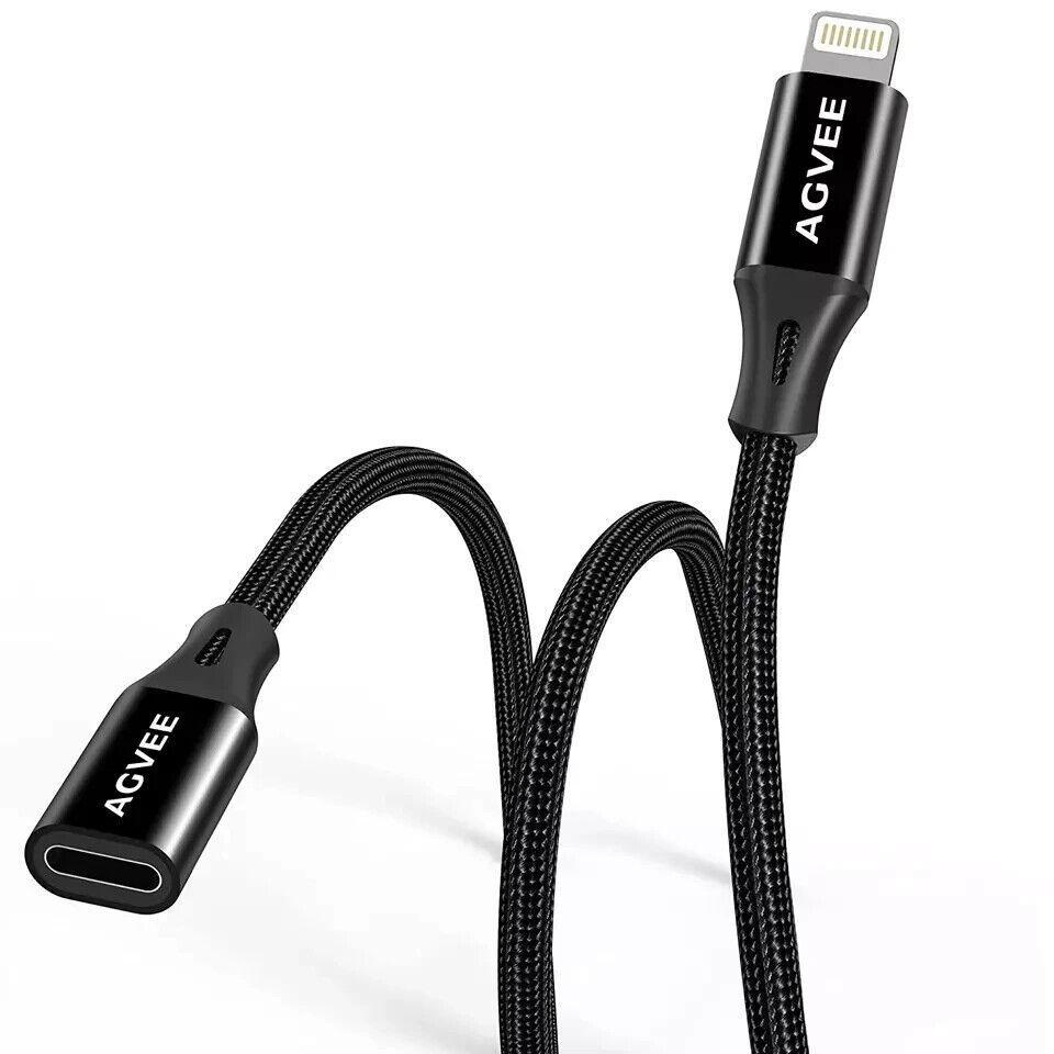 3.3ft Lightning Extension Cable Braided Female to Male Extender Full Function-image