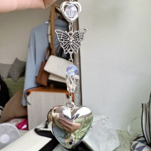 Practical Phone Strap Lanyard Heart Shaped Keychain Silver Mobile Phone Chains - Zdjęcie 4 z 8