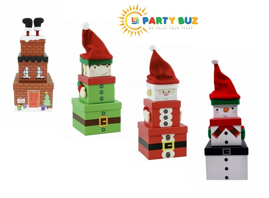 Snowman Christmas 3pc Stacking Gift Nest Wrapping Present Boxes UK eBay