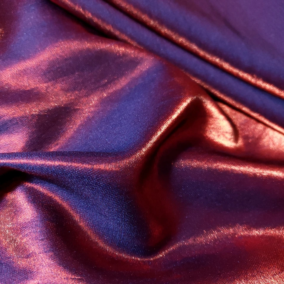 Shimmer Shantung Two-Tone BLUE RED  Dupioni Fabric 58" By The Yard - Image 4 of 4