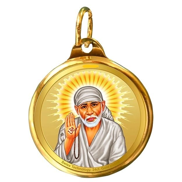 24K Gold Plated Double Sided Sai Baba Religious Locket 18MM