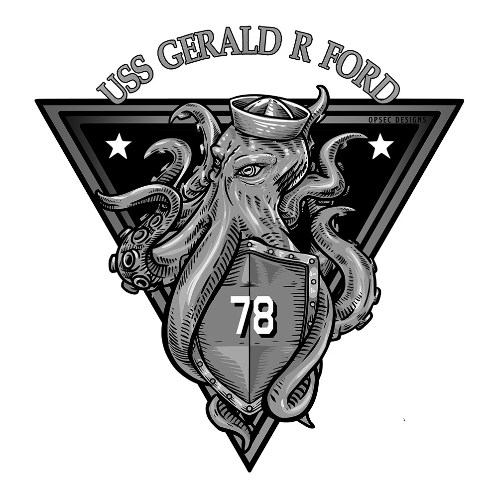 USS Gerald R Ford CVN-78 Hull Number US Navy Veteran Ship Gift 4" USN Decal