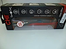 CHI Spin n Curl Ceramic 1in Curling Iron  BLACK  Rotating Hair Curler - Open Box