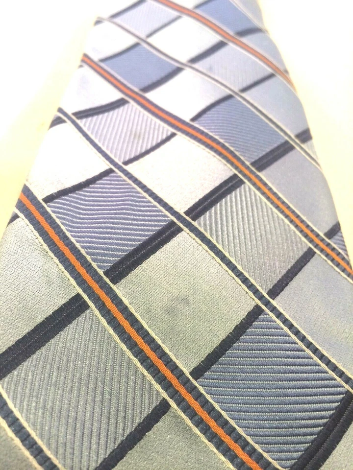 Corbata Michael Kors Hecha en EE. UU. Azul 100% Seda Geométrica Tejida Foto 3 de 4