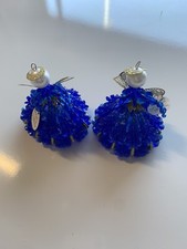 Vintage Set Of 2 Mary Maxim Beaded Birthstone Blue Angel Ornament