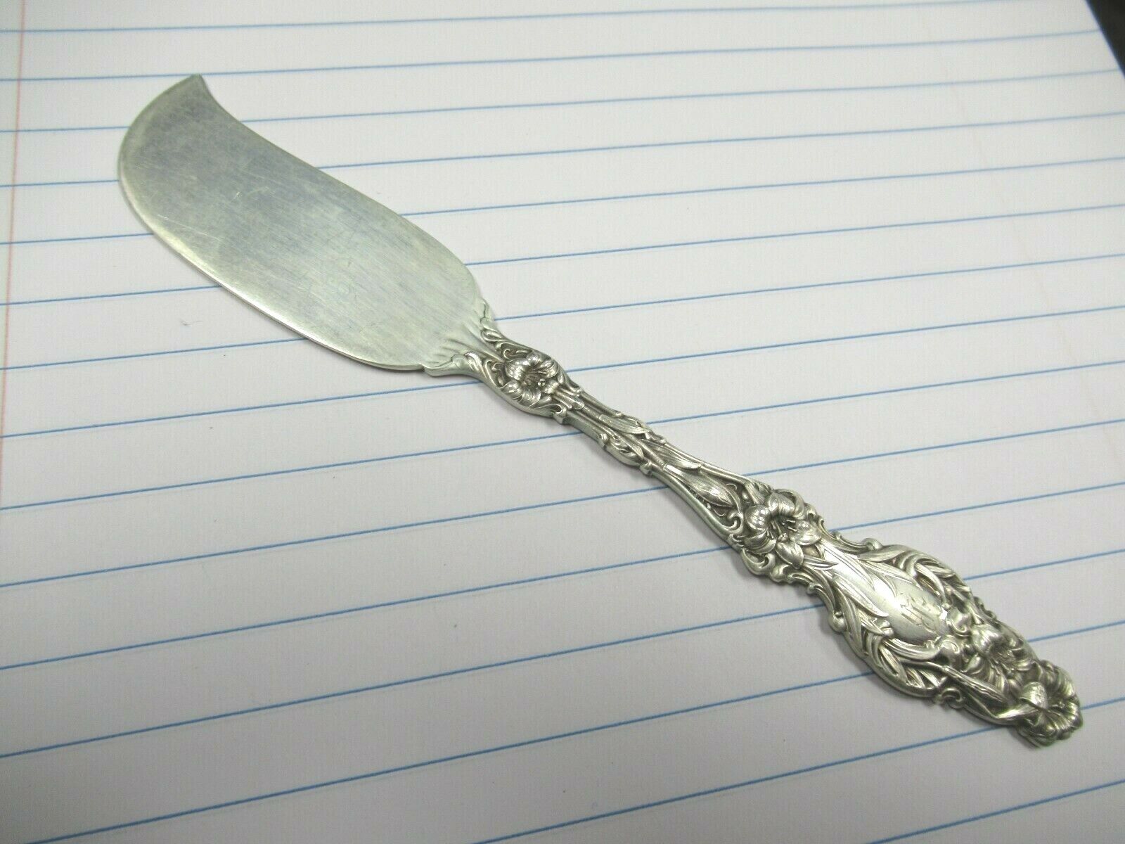 Pat 1902 Whiting Lily Sterling Silver Flat Butter Knife Spreader Nice BIN Price!
