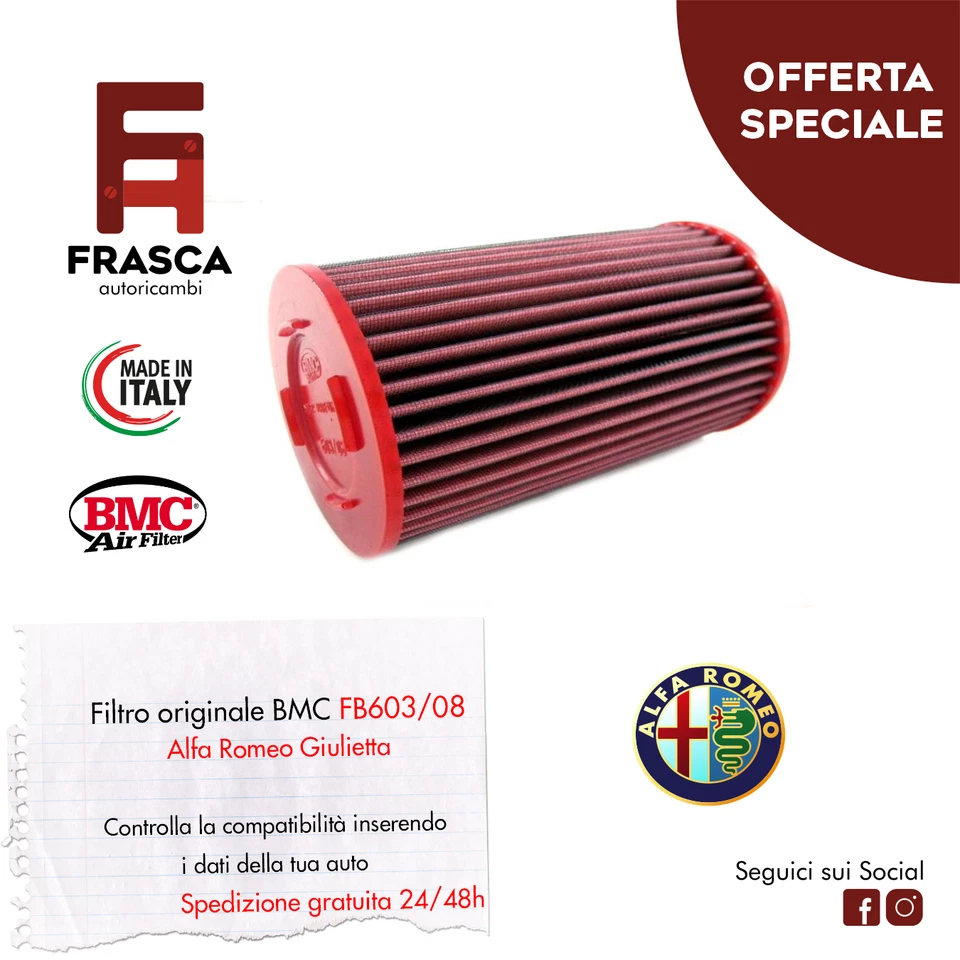 Filtro Aria Sportivo BMC ALFA ROMEO GIULIETTA 1.4 16V TB 2.0 JTDM FB603/08