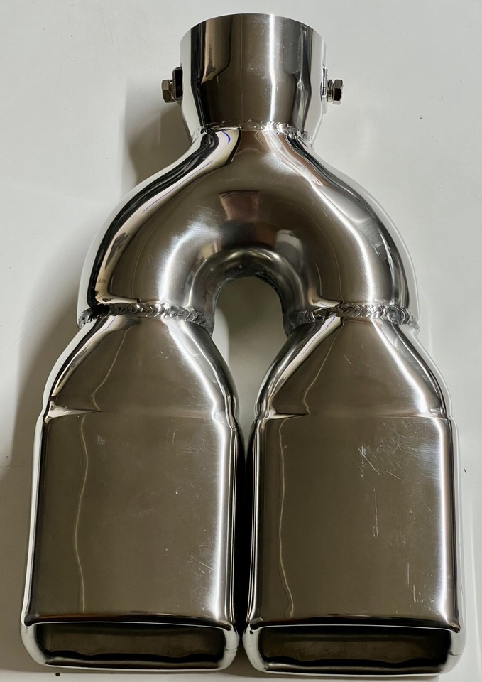 Universal 65 mm Dual Twin Exhaust Tip Trim Pipe Tail Muffler Chrome